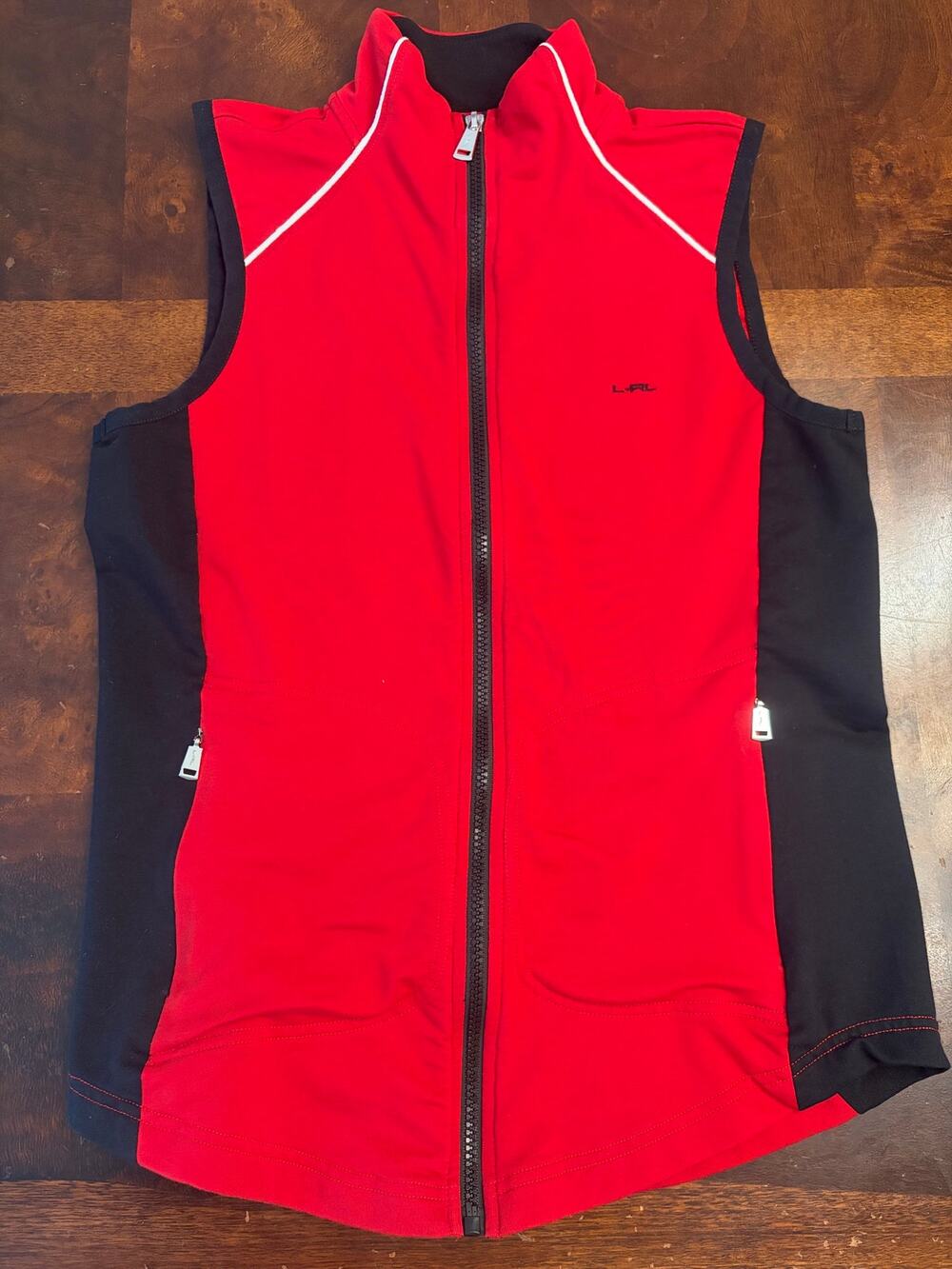 L-RL Lauren Active Ralph Lauren Red Zip Vest Size L